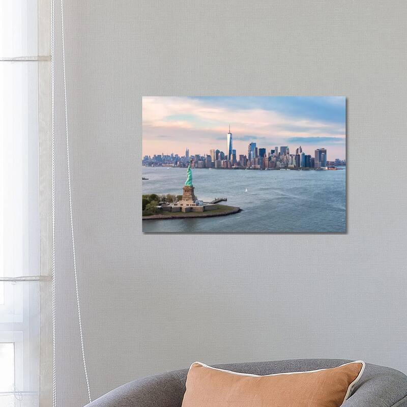 iCanvas "Statue Of Liberty, New York Harbor, Manhattan Skyline, New York City, New York, USA" by Matteo Colombo Canvas Print - 18x26x1.5