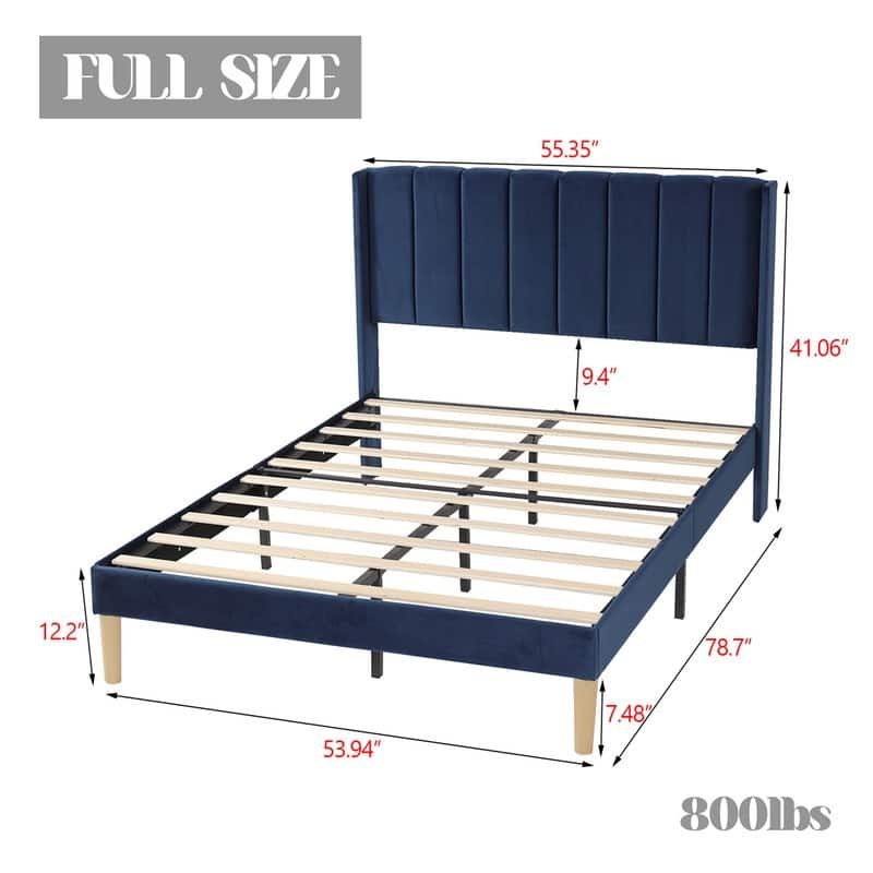 Caxkun Upholstered Platform Bed Frame with Wingback headboard