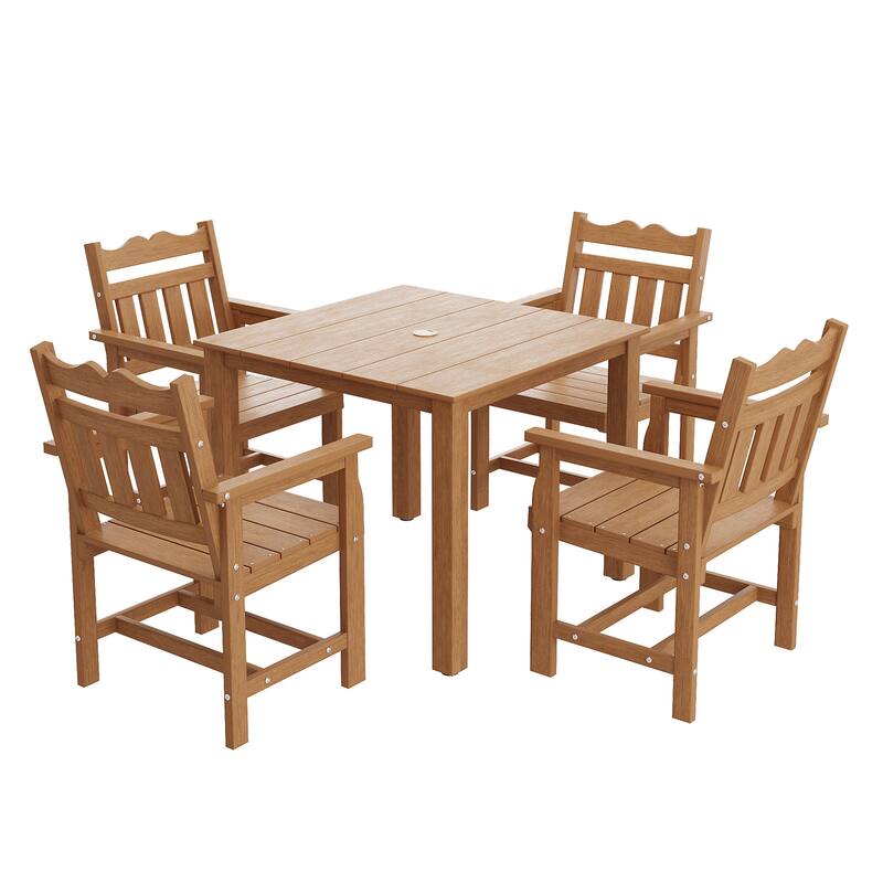 HIPS Outdoor Dining Set All-weather Patio Table and Chairs(Set of 5)