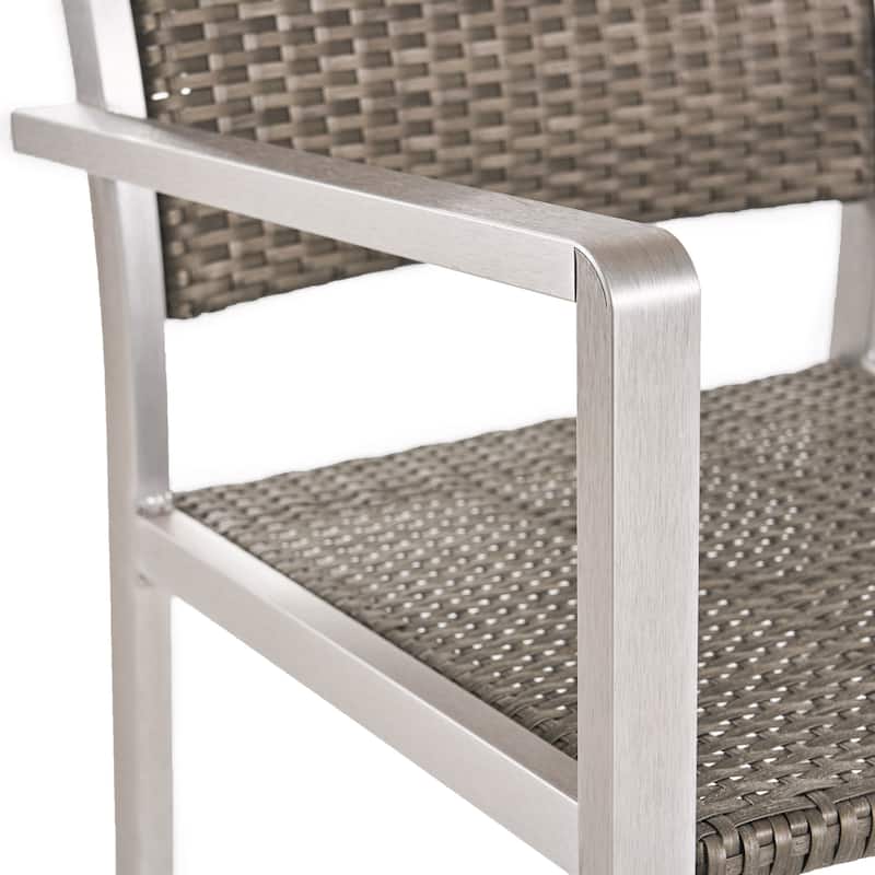 Cape Coral Outdoor 4-Seater Aluminum and Faux Wood Dining Set by Christopher Knight Home