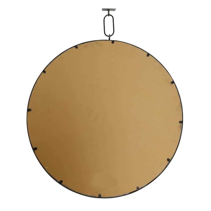 MacLuu Black Round Metal Mirror for Wall Decor with Hanging Ring - 30" W x 36.6" H x 1.37" D