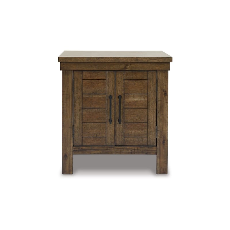 26 in. Brown Rectangle Wood End Table, Sturdy Build End Side Table for Living Rooms