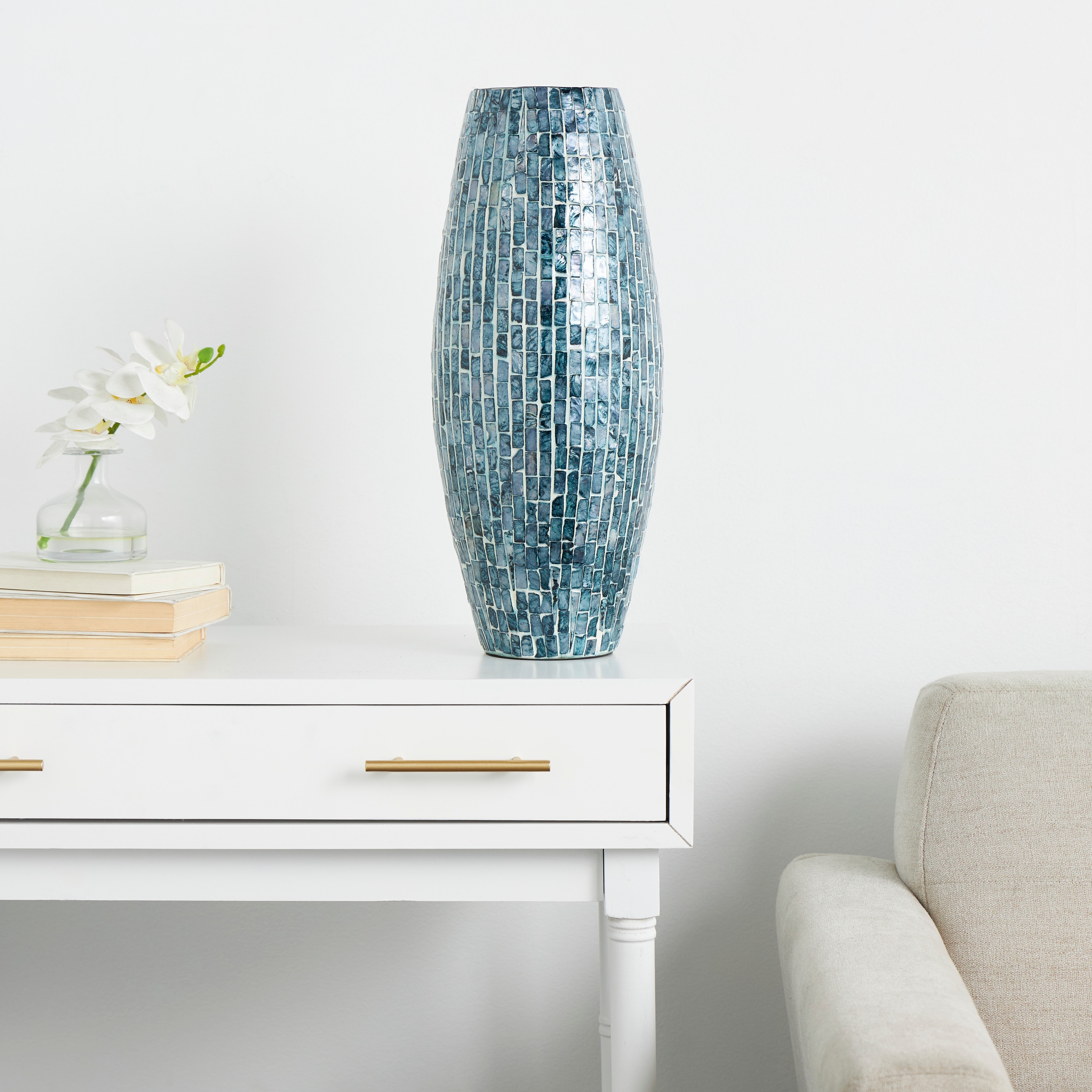 Blue Mother of Pearl Shell Handmade Mosaic Inspired