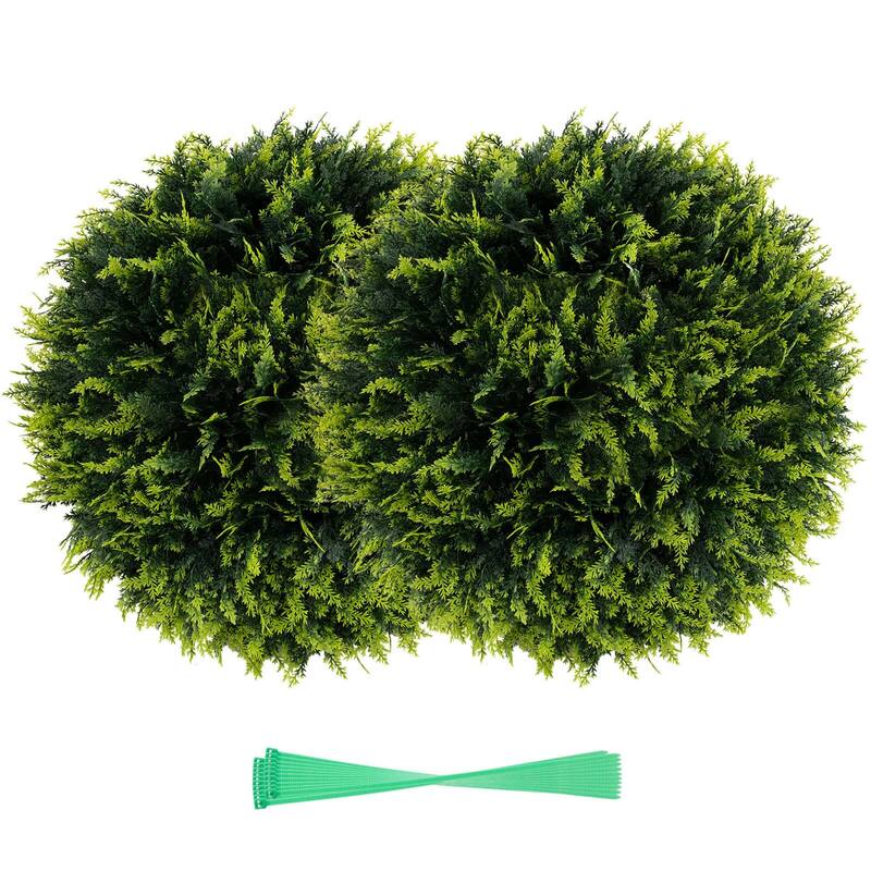 Costway 2 PCS 18"/20" Artificial Cedar Topiary Balls Sun-protective - 18"