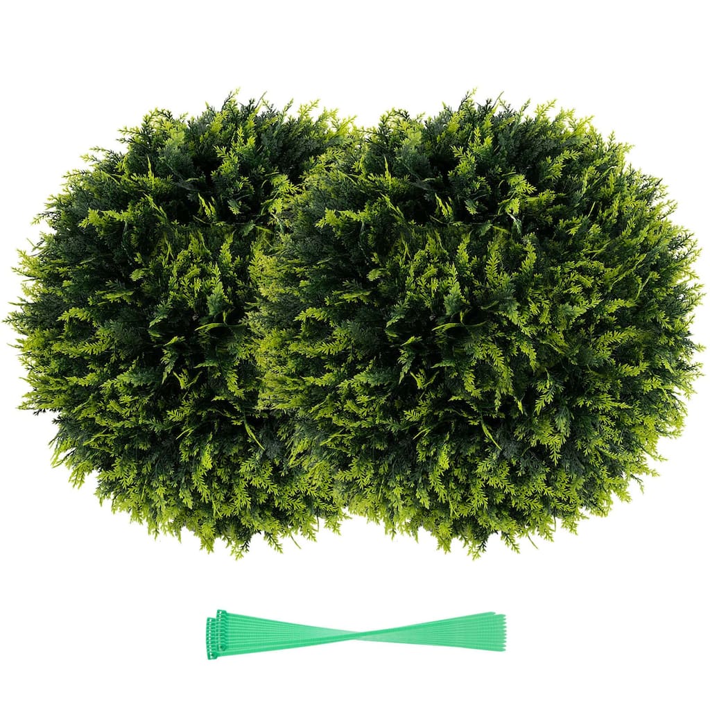 Costway 2 PCS 18"/20" Artificial Cedar Topiary Balls Sun-protective