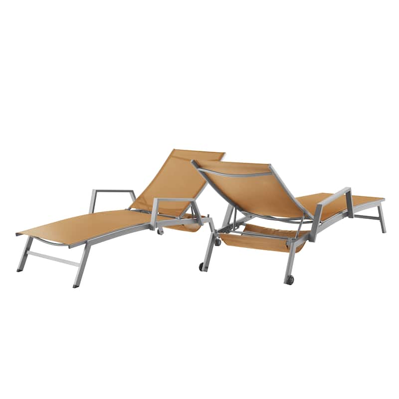 Corvus Sorrento Outdoor Sling Fabric Adjustable Chaise Lounge with Arms