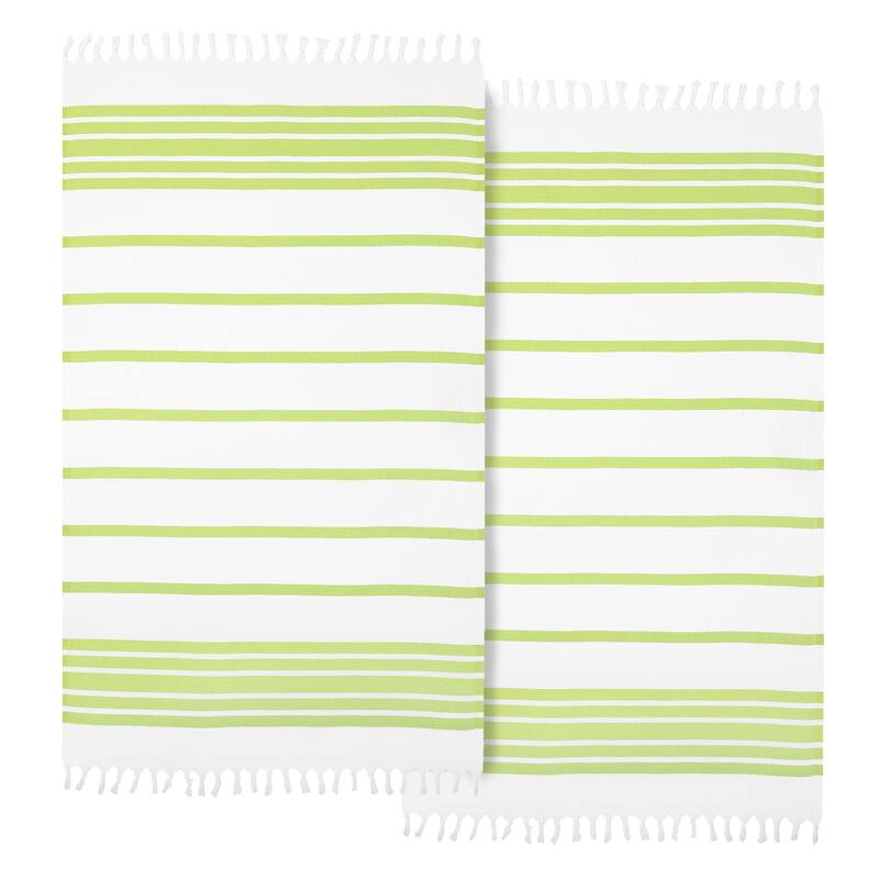 Authentic Hotel and Spa Turkish Cotton Herringbone Pestemal Beach Towel (Set of 2)