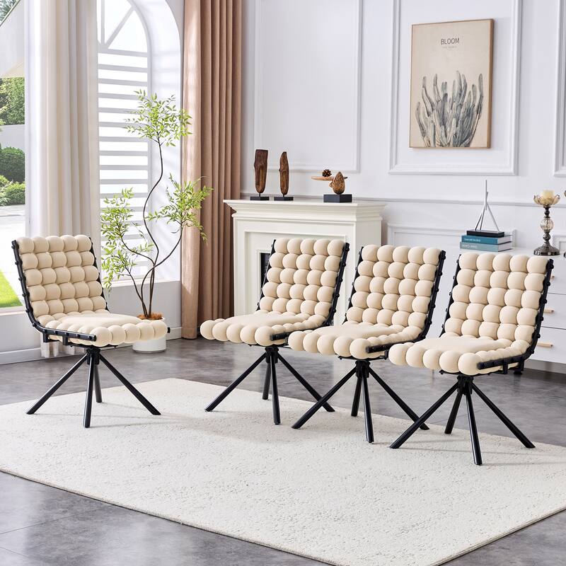 Velvet Accent Dining Chair with Metal Legs Modern Upholstered Armless Chair, Set of 2