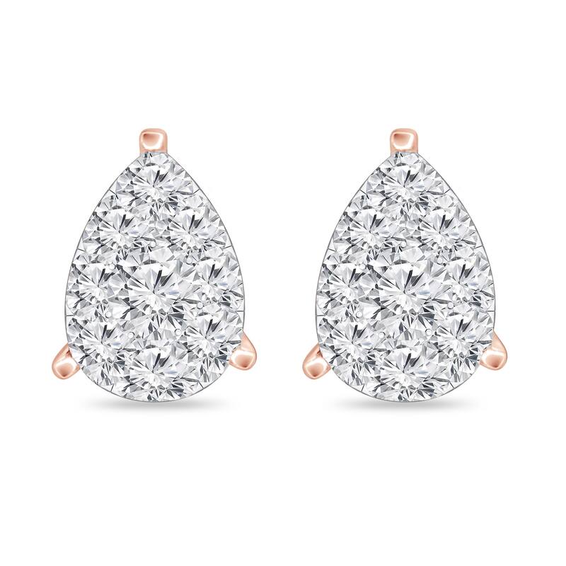 Auriya 14k Gold 1ctw Teardrop Pave Diamond Stud Earrings (H-I, I1-I2)