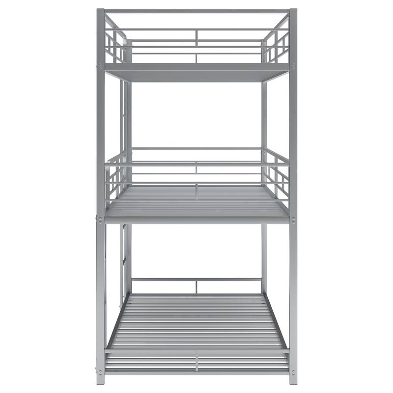 Metal Triple Bunk Bed for 3 Kids, Convertible into Platform Bedframe
