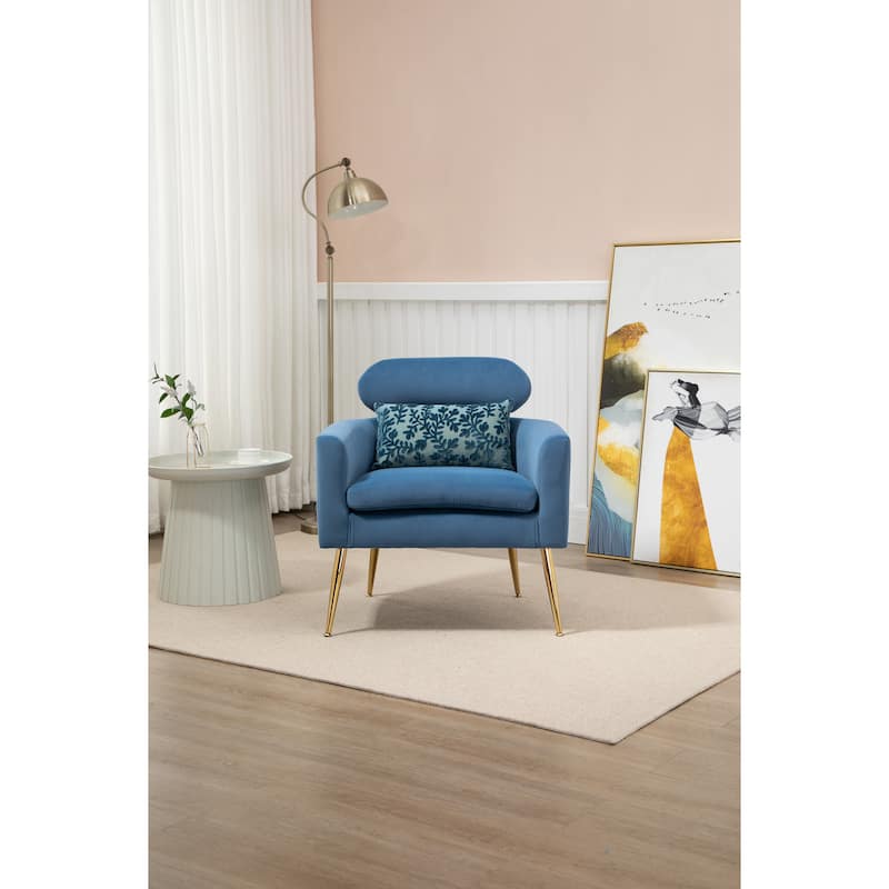 Velvet Upholstered Accent Chair With A Pillow