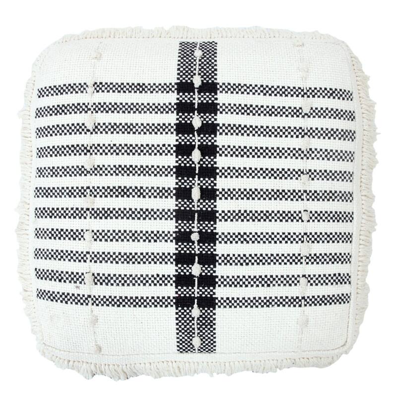 HomeRoots 18" White 100% Cotton Ottoman