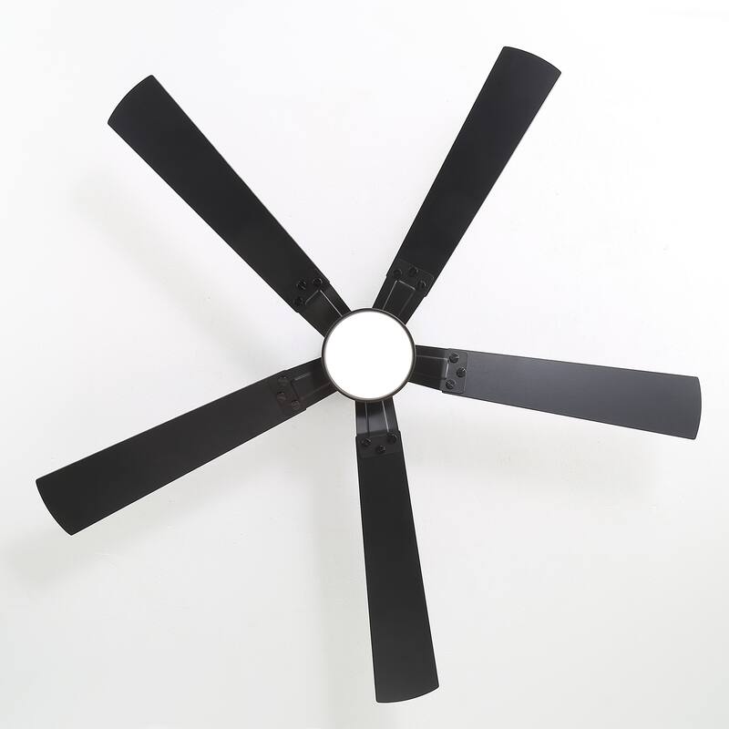 52-Inch Matte Black Ceiling Fan with RGB LED Light and Remote((5 Reversible Blades)