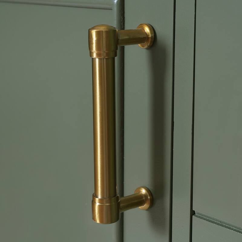 30" Ceramic Sink Bathroom Vanity with Gold Handles, Soft-Close Storage & Space-Saving Design