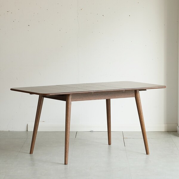 Walnut color solid oak round corner Dining table wood(Only Table