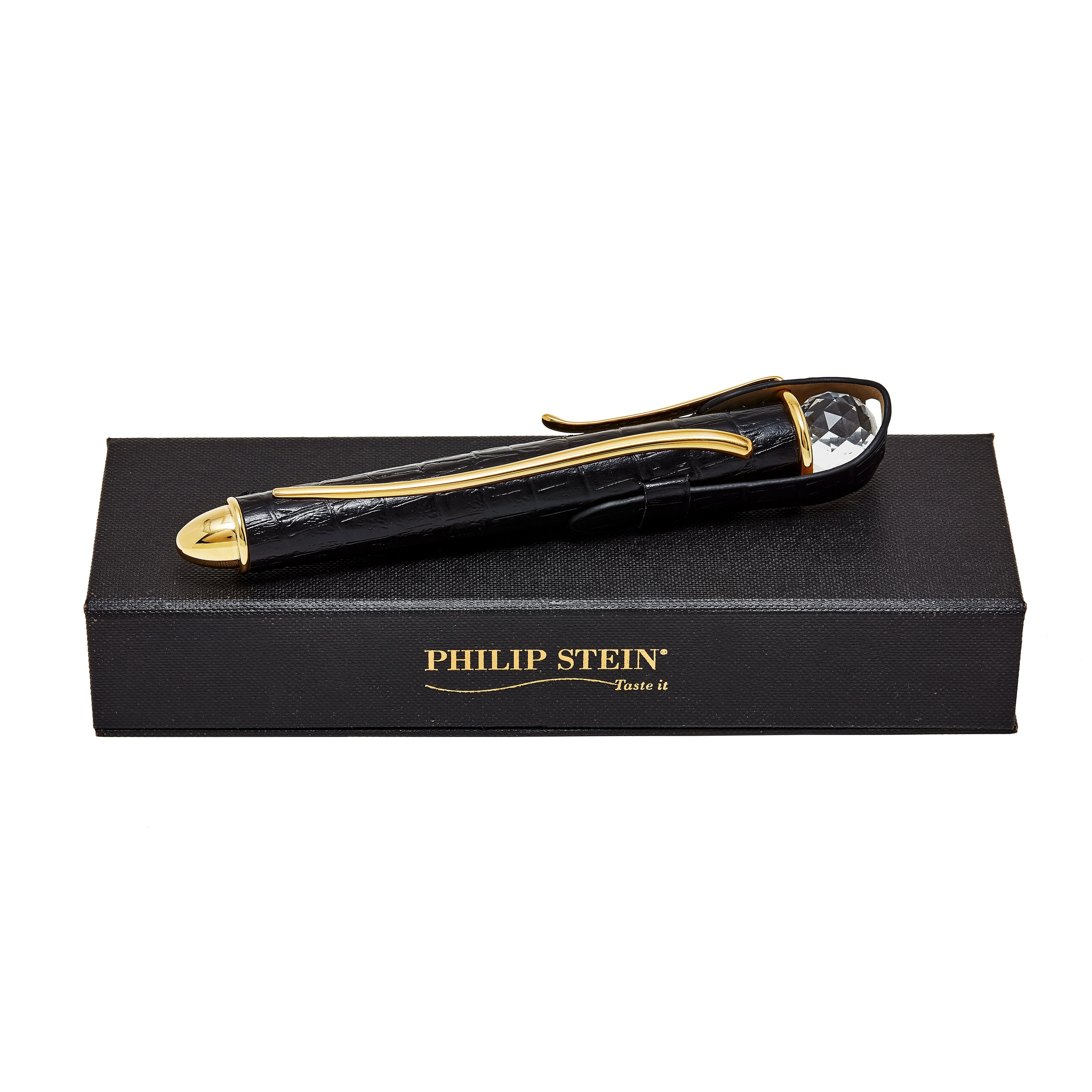 Shop Philip Stein 1 Pswg Gab Swarovski Crystal Aerating Wine Wand With Black Leather Travel Case Overstock 31410605