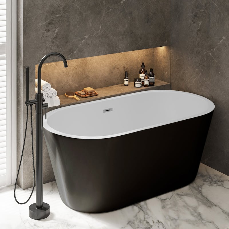 Claire 60" Freestanding Bathtub - 59.5x29.5 Center - Black