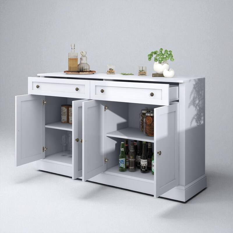 60" Kitchen Buffet Cabinet with 2 Drawers and 4 Doors, Adjustable Shelves, Modern Sideboard Storage Console