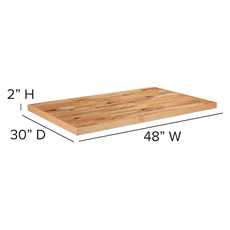 Rectangle Butcher Block Style Table Top - Restaurant Table Top - 30"W x 48"D x 2"H - 30"W x 48"D x 2"H