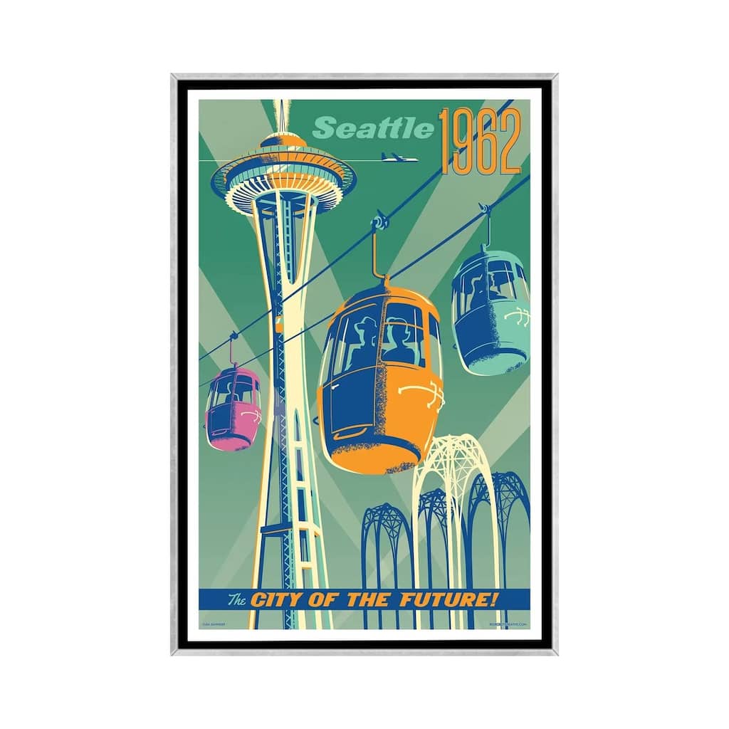 iCanvas "Seattle 1962 Travel Poster" by Jim Zahniser Framed