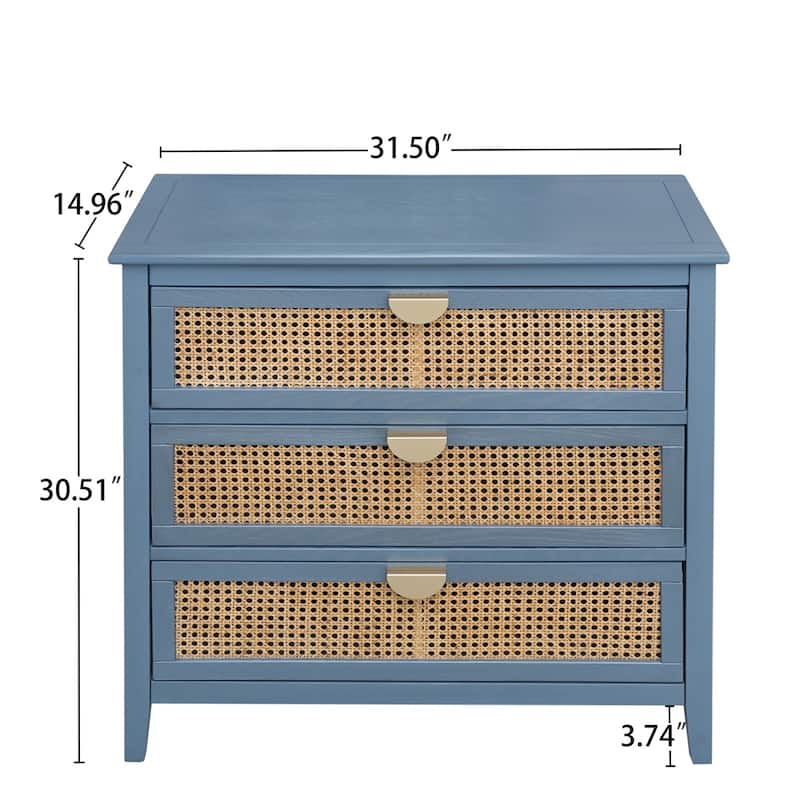 3 Drawer Cabinet,Natural Rattan,Suitable For Bedroom,Living Room