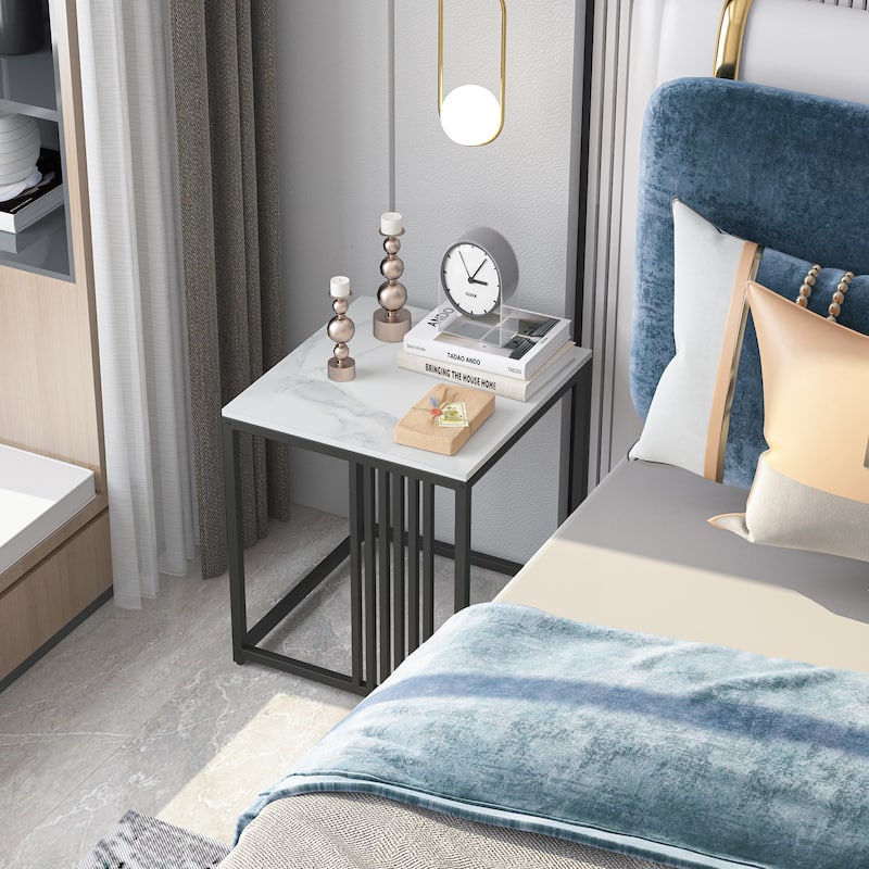 Industrial Style Sintered Stone Top Square Side Table