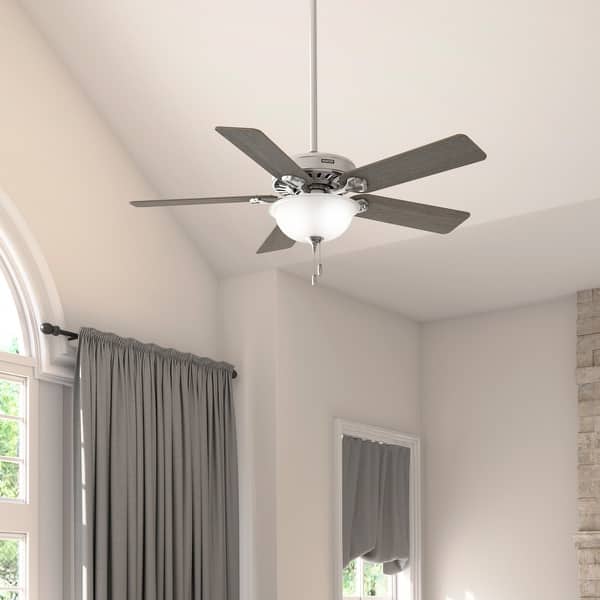 slide 2 of 19, Hunter 52" Pro's Best Traditional Ceiling Fan with LED Light Kit and Pull Chain - DC Motor - ENERGY STAR! Brushed Nickel