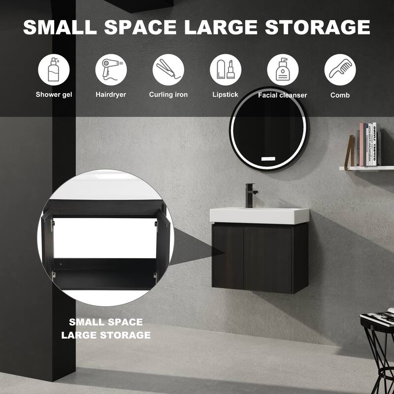 ARTCHIRLY 16/20/24/30/36 Inch Bathroom Vanity With Sink, Floating Bathroom Vanity With Soft Close Door