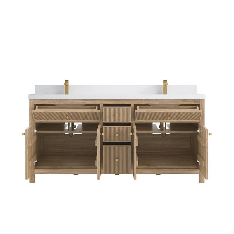 Willow Collections 72 in. W x 22 in. D Sonoma Teak Double Sink Bathroom Vanity with Countertop