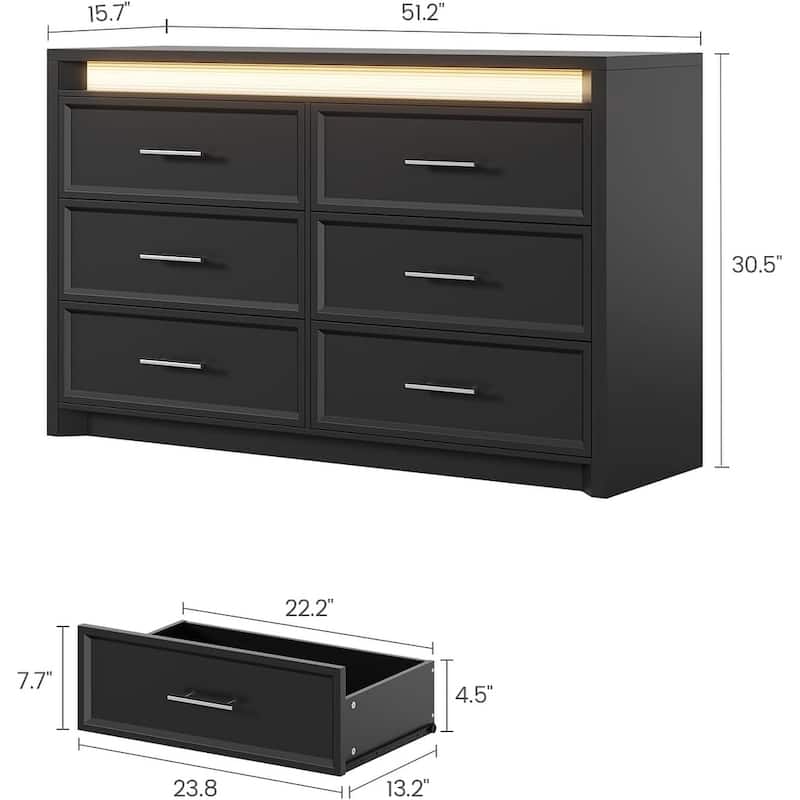 Dresser for Bedroom with Drawers Mid-Century Modern Dresser 3 Color Lights