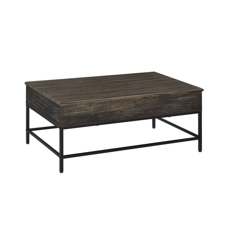 Modern Brown MDF Lift-Top Coffee and Tea Table Set, 2 Pieces