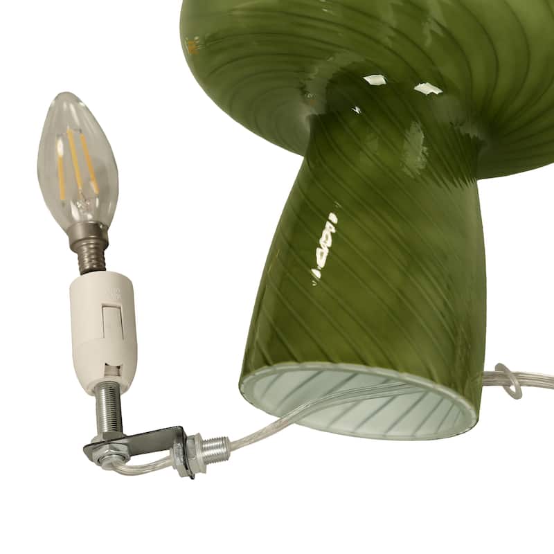 Modern Glass Mushroom Novelty Table Lamp with Stripes