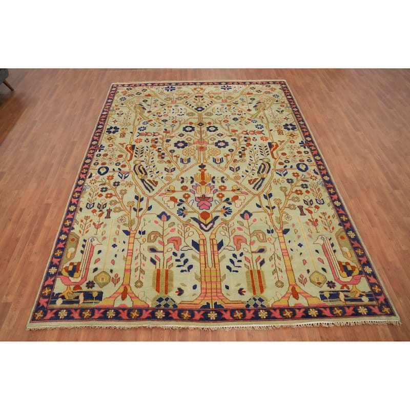 Hand Knotted Oriental 100% Wool Carpet Traditional All-Over Green Ziegler Area Rug - 11' 10'' X 8' 10''