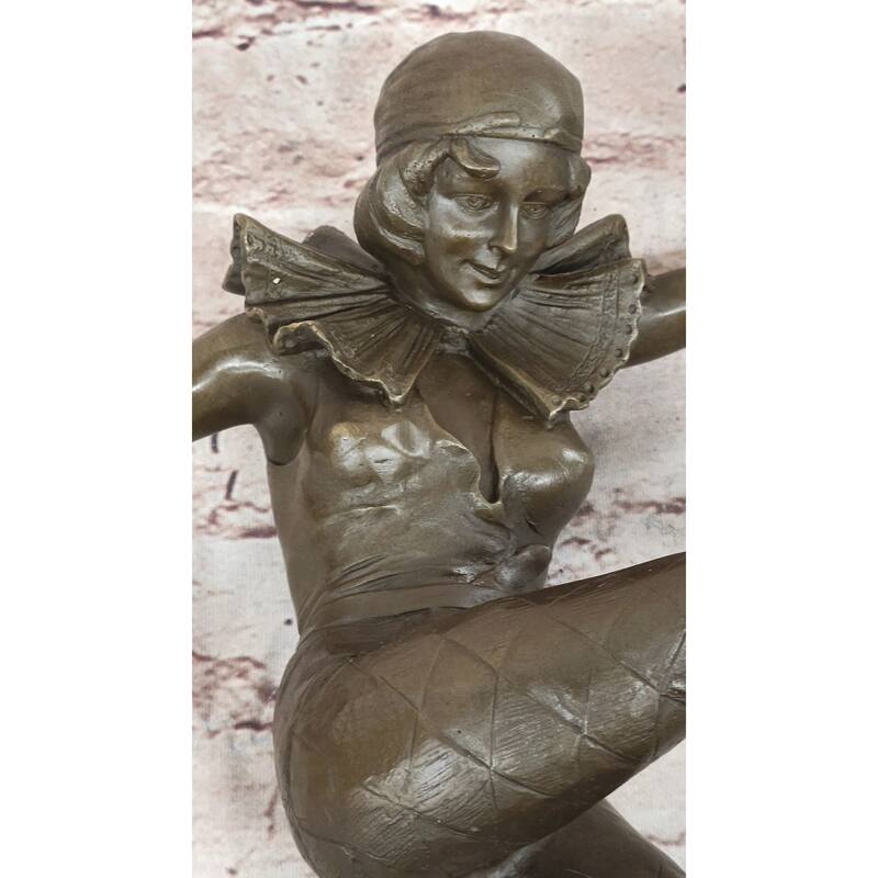 Austrian Titze Female Dancer Harlequin Clown Bronze Sculpture Figurine Figure