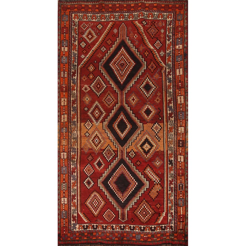 Hand Knotted Oriental 100% Wool Carpet Traditional Tribal Red Lori Area Rug - 8' 11'' X 5' 3''