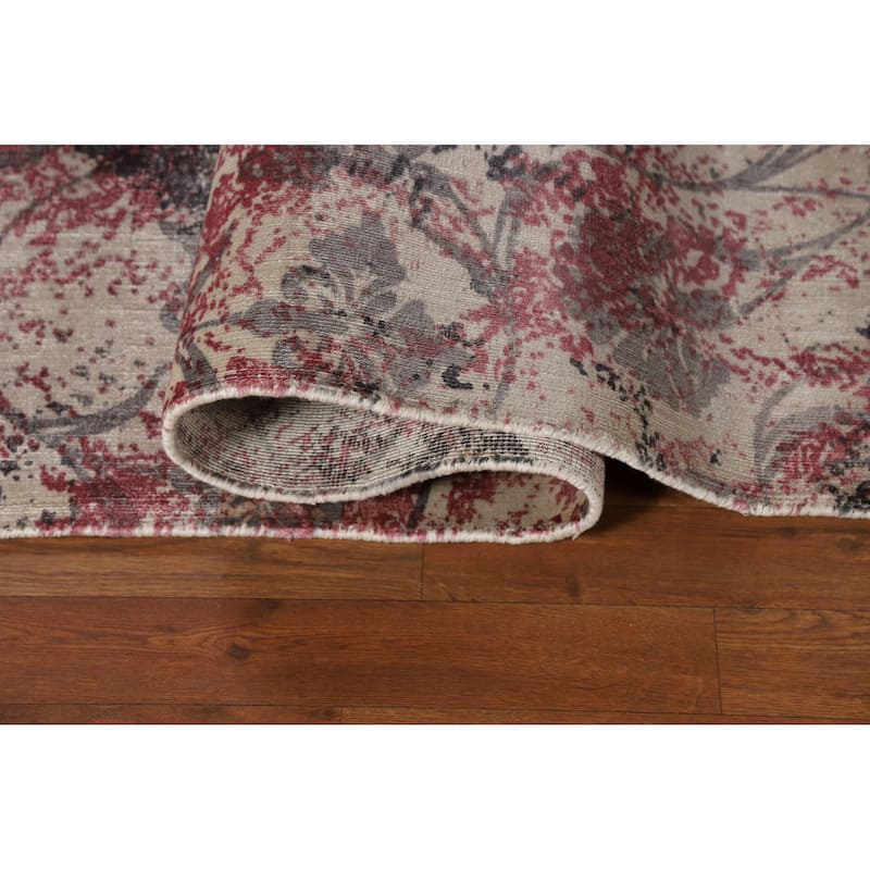 Modern Abstract Indian Rug Hand-Knotted Wool Carpet - 8'2"x 9'9"