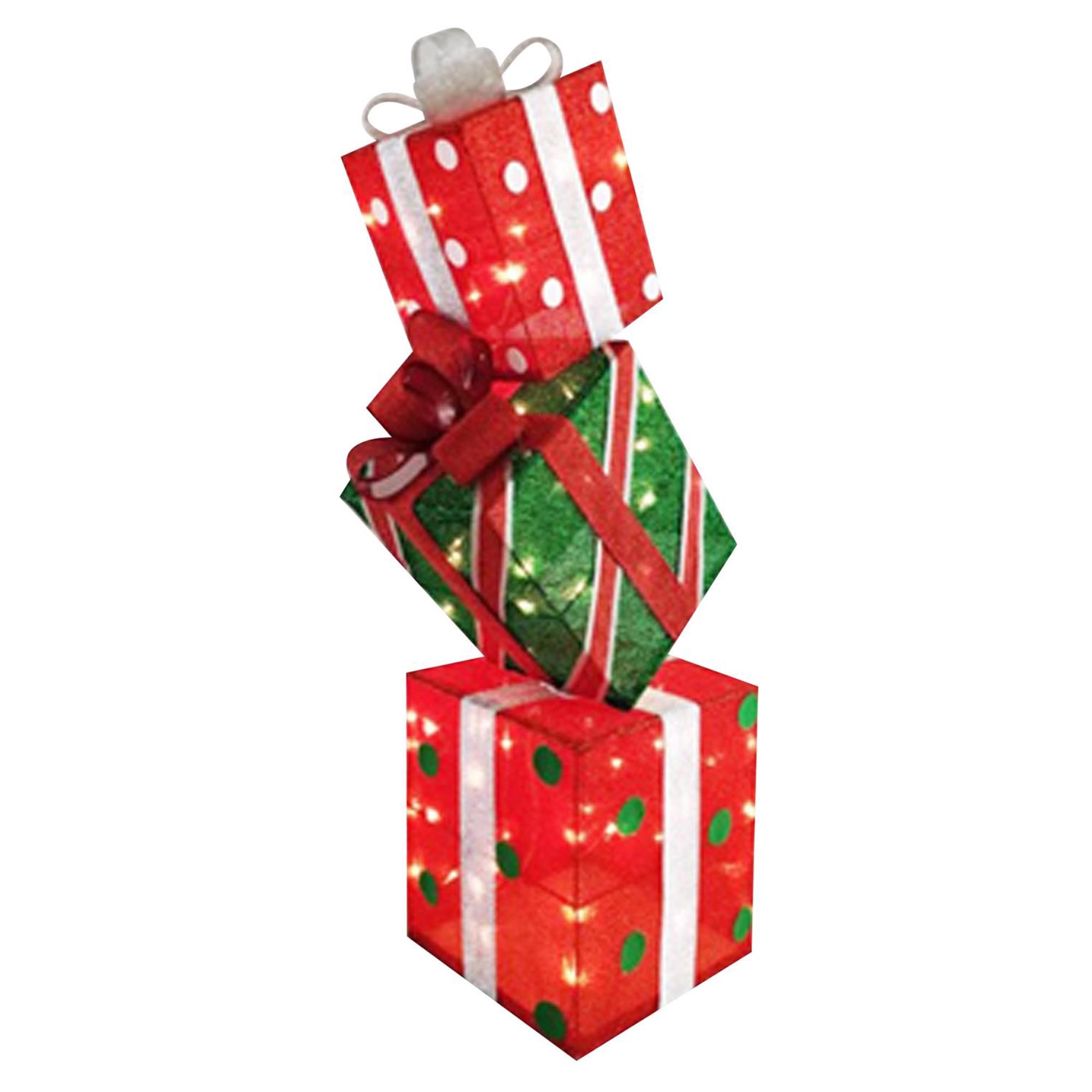 Sienna LED Stacking Gift Boxes 3 ft. Porch Decor - Red