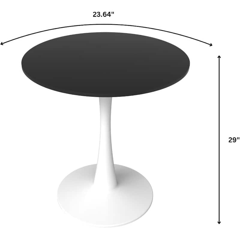 Bristol 24" Round Dining Table, Modern Pedestal Base Kitchen Table - Sintered Stone/MDF Top for Kitchen & Small Spaces