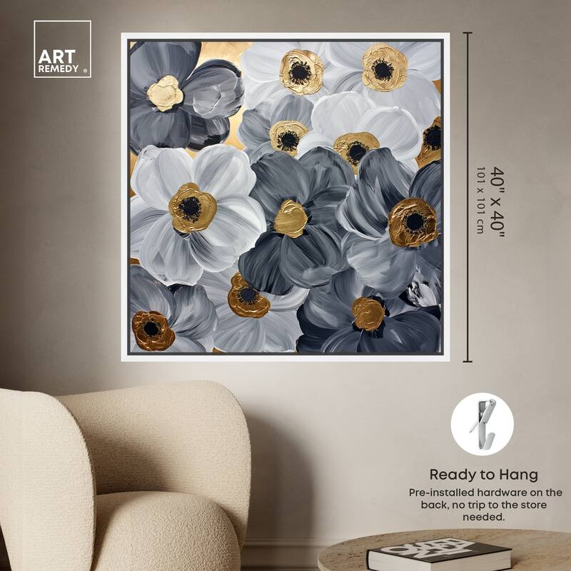 Art Remedy Fields And Fields Framed Floral Fine 1 Piece Canvas Wall Art