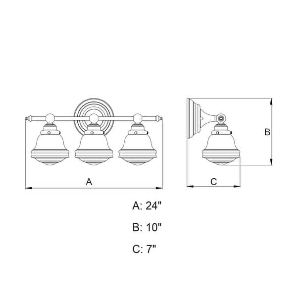 Vaxcel Lighting Huntley 3 Light 24" Wide Bathroom Vanity Light with