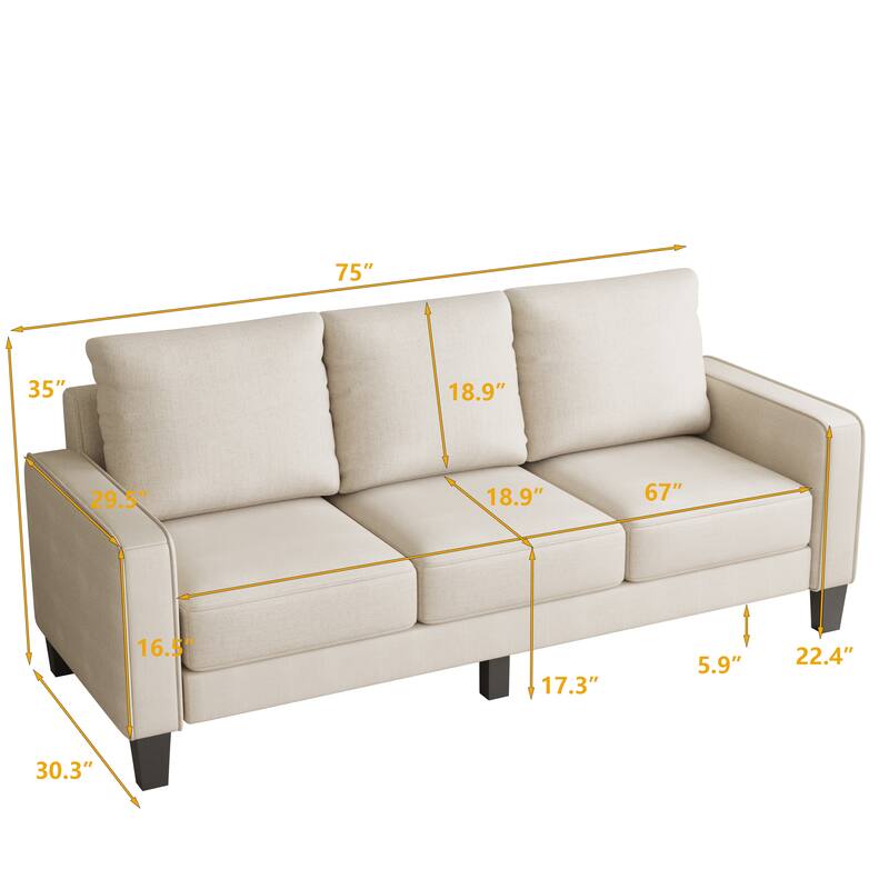 Modern 3 Seat Sofa With Storage For Living Room