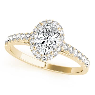 Auriya 14k Yellow Gold Lab Grown Oval Diamond Halo Engagement Ring 0.50 to 5.00 ct. tw. (F-G VS)