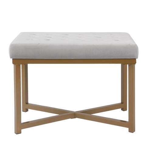 Silver Orchid Sid Velvet Tufted Ottoman