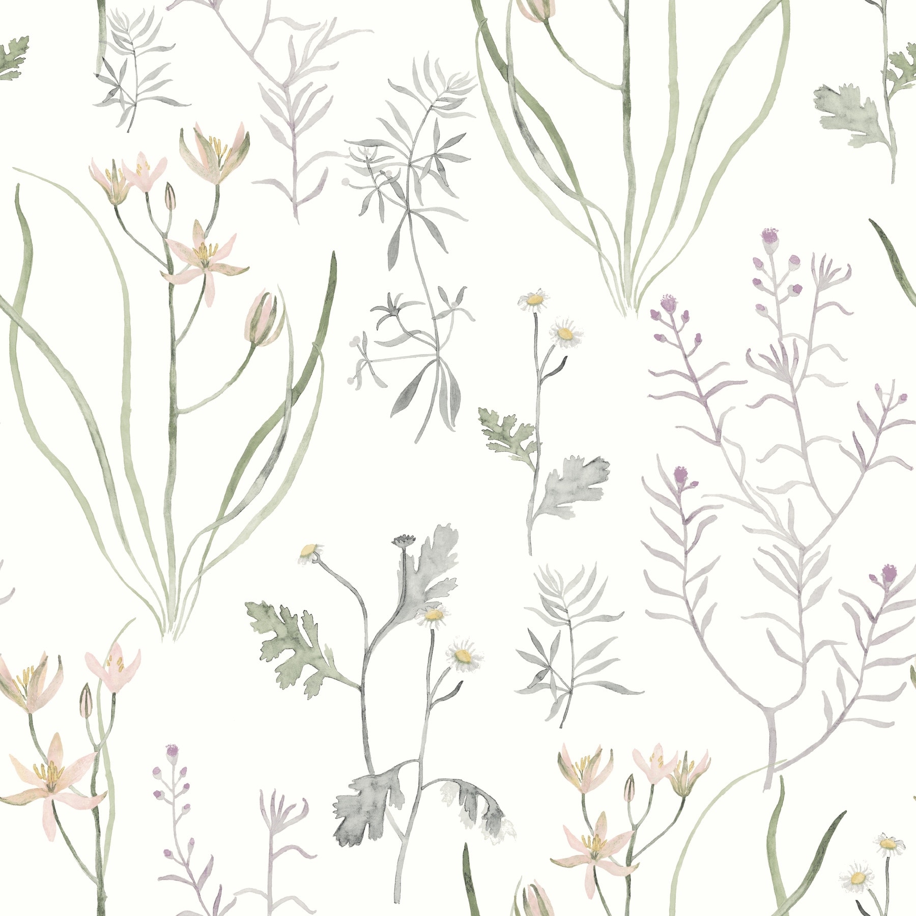 York Wallcoverings Lavender Alpine Botanical Peel and Stick Wallpaper