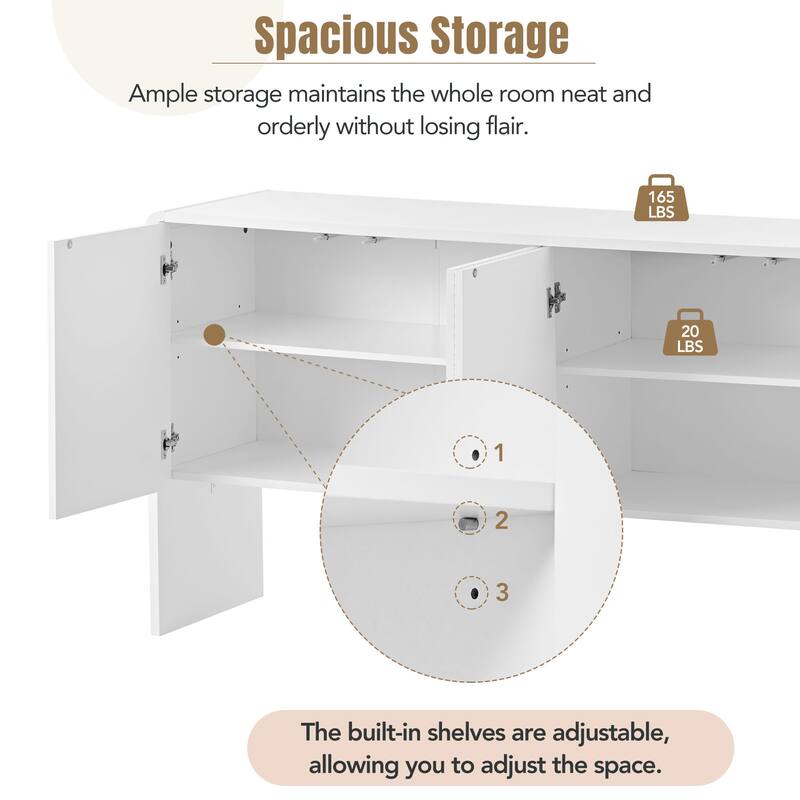 Modern 4-Door Sideboard Buffet Cabinet with Adjustable Shelves & Rebound Device for Living Room & Entryway