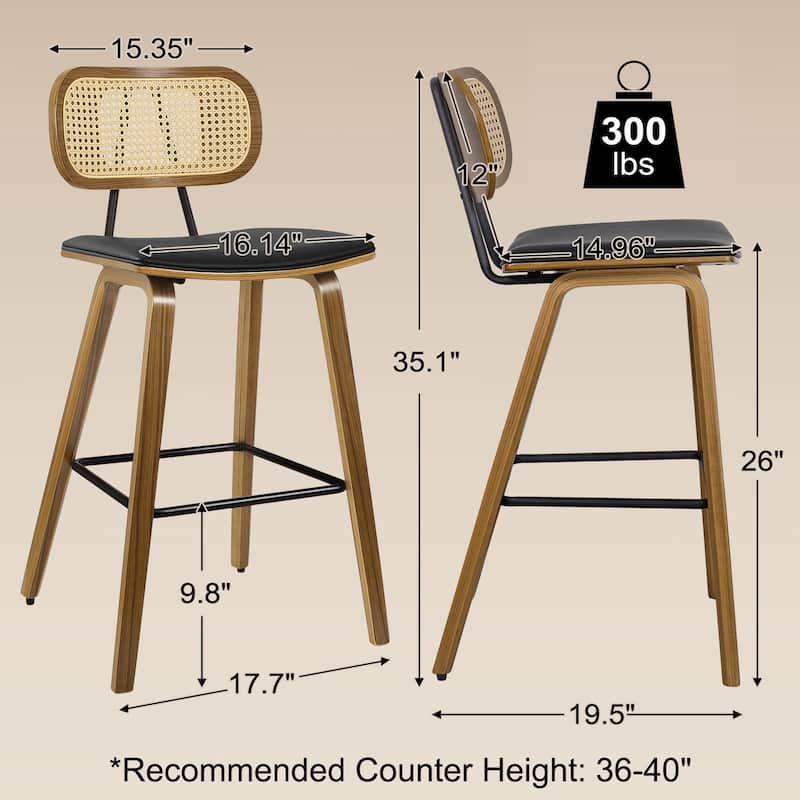 26-Inch Upholstered Counter/ Bar Stools Set of 2 or 3 - 35.1"H x 17.7"W x 19.5"D
