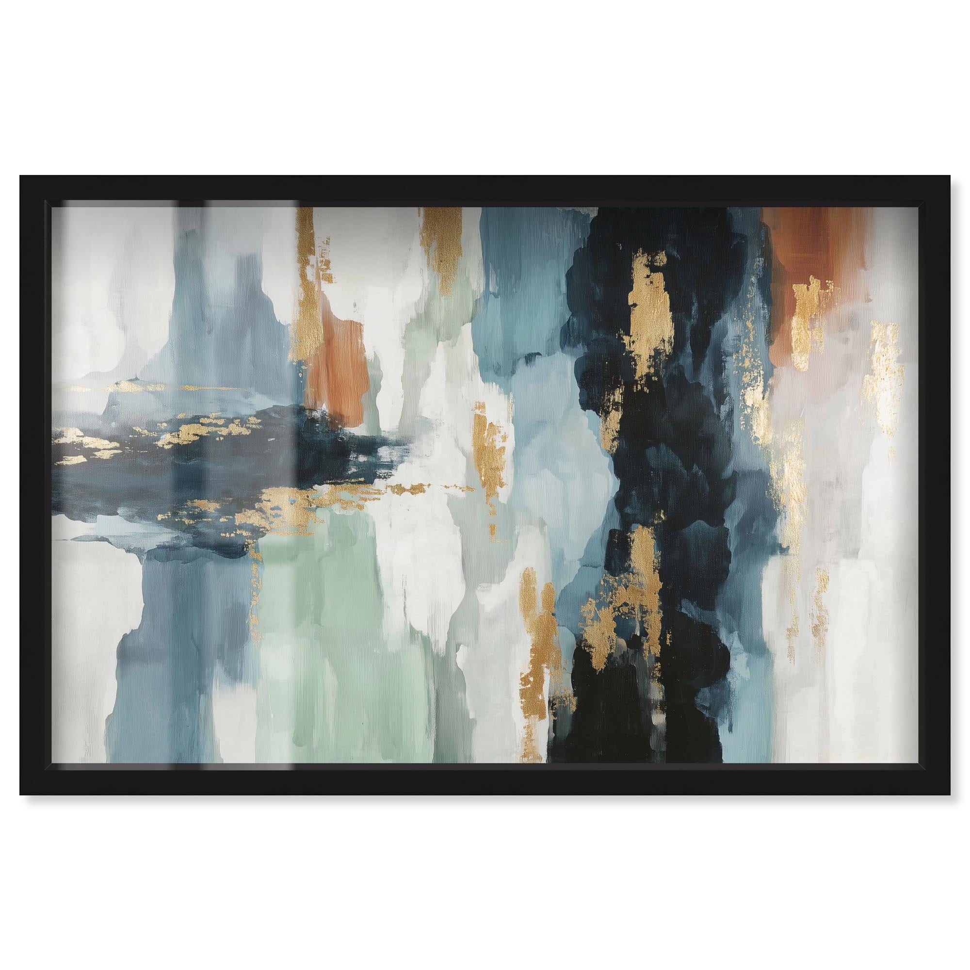 Gold Meets Indigo II Green Art Shadowbox Print by Art Remedy