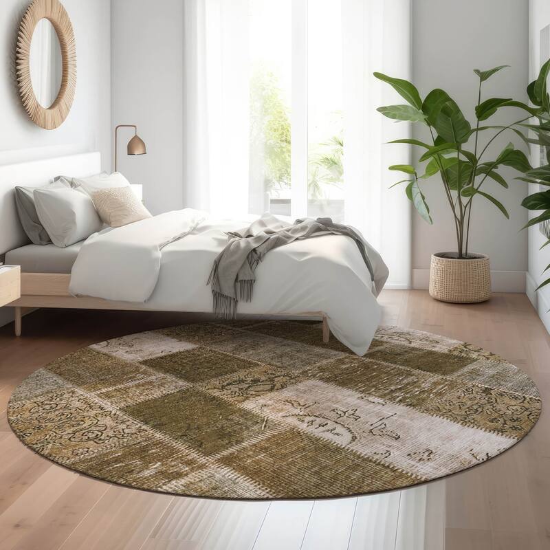 Premium Washable Super Soft Vintage Boho Mayfield Rug - Brown - 8' x 8' - Round