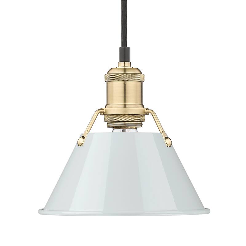 Yep by Golden Lighting Orwell 1-light 8in Pendant in Brushed Champagne Brass and Dusky Blue shade - Gold