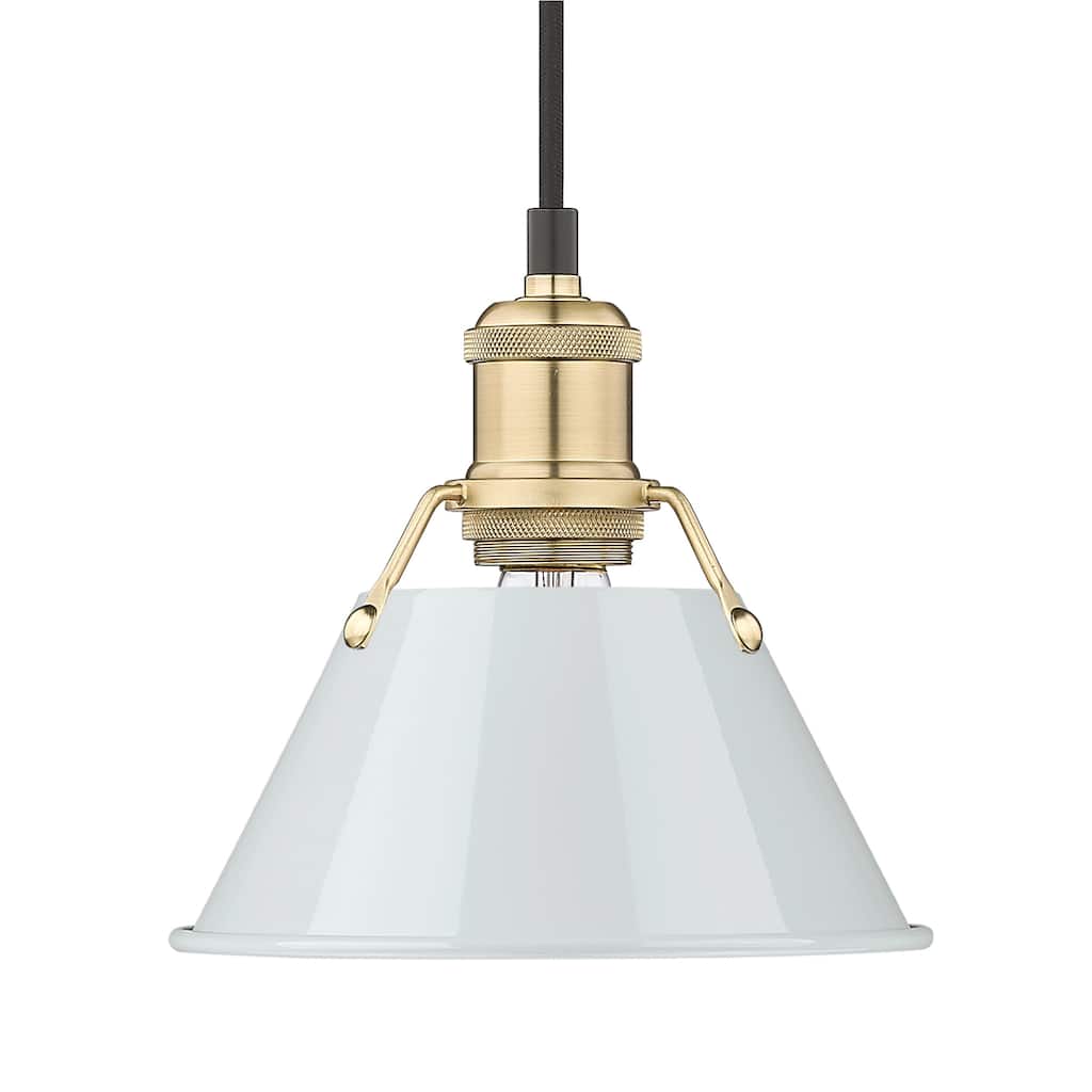 Yep by Golden Lighting Orwell 1-light 8in Pendant in Brushed Champagne Brass and Dusky Blue shade - Gold